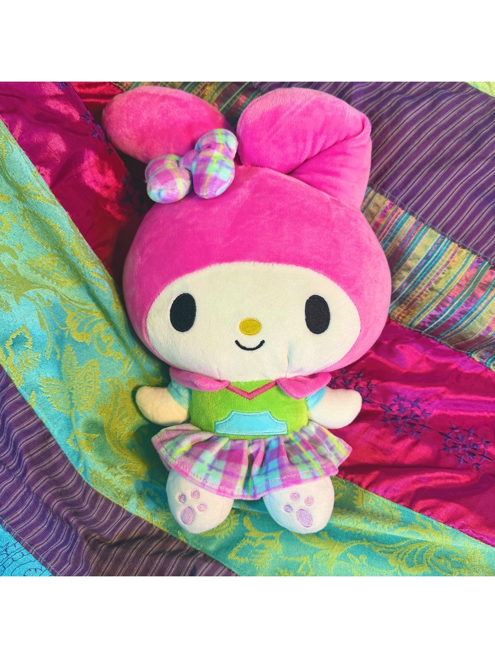 My Melody Cute Plaid Summer Dress Plush Doll 12”